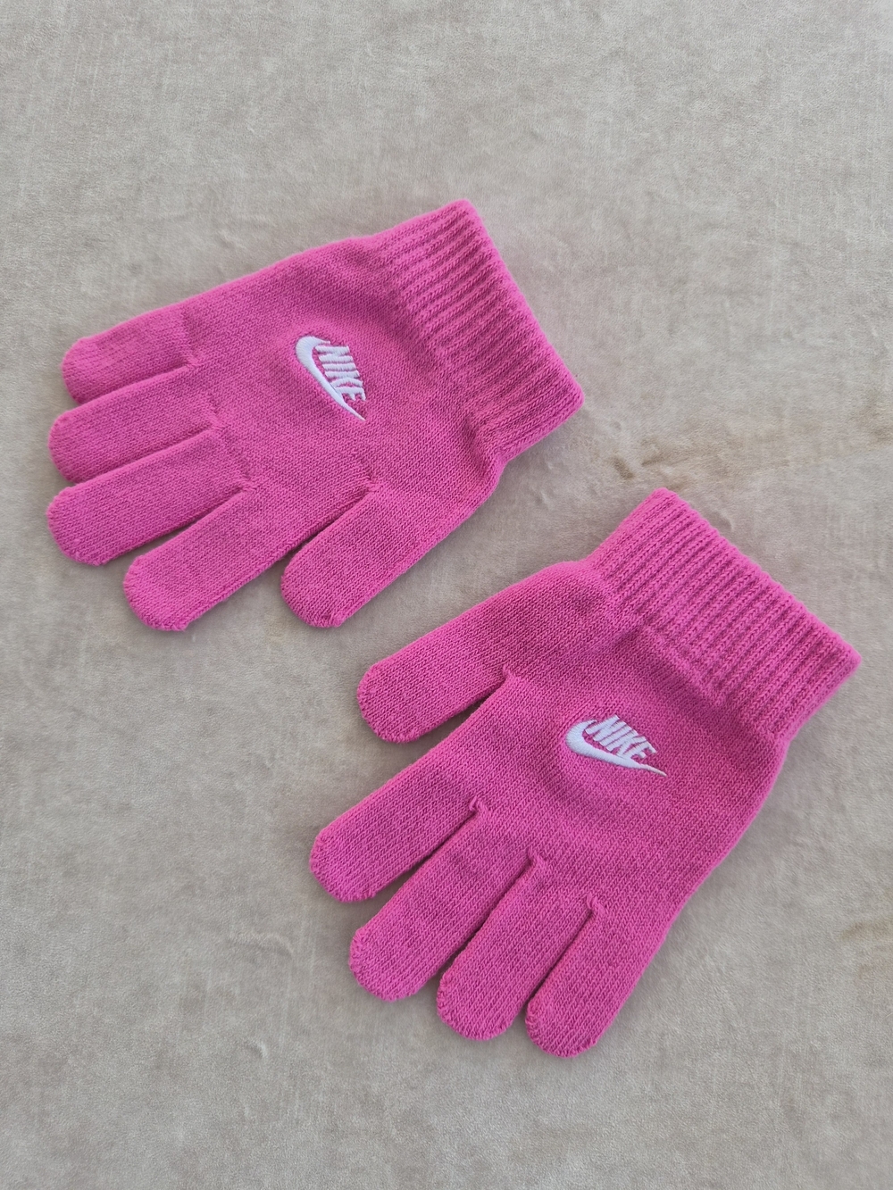 Nike Kids Hot Pink Knit Logo Gloves